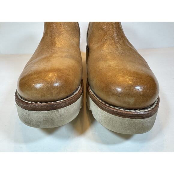 Size 11 Bed Stu Lydyi Leather Ankle Boots Zipper Platform Light Tan Brown - Picture 2 of 13